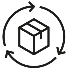 Ikon: kartong i en cirkel