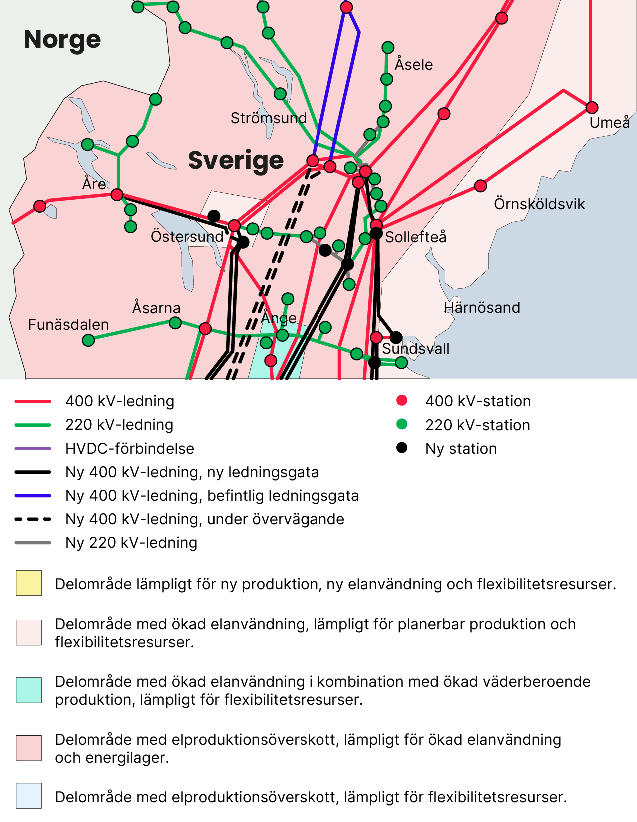 Karta regional nätutveckling Jämtland Västernorrland