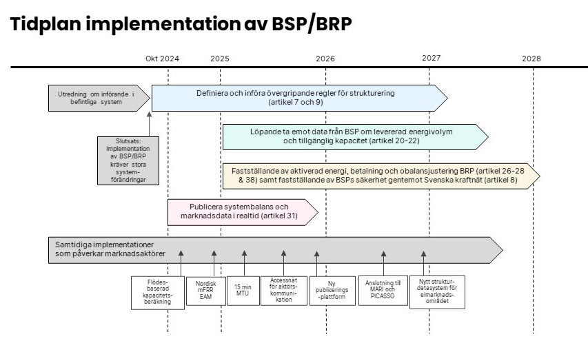 Tidplan för implementation av rollerna BSP och BRP. 