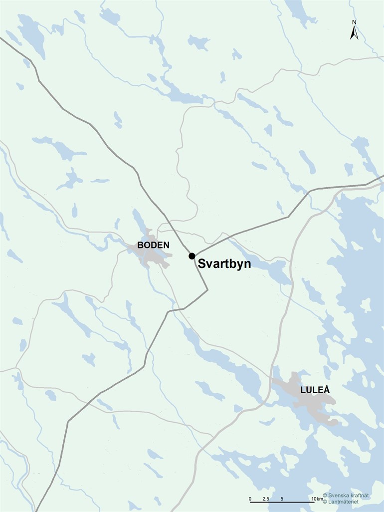 Karta som visar var station Svartbyn ligger.
