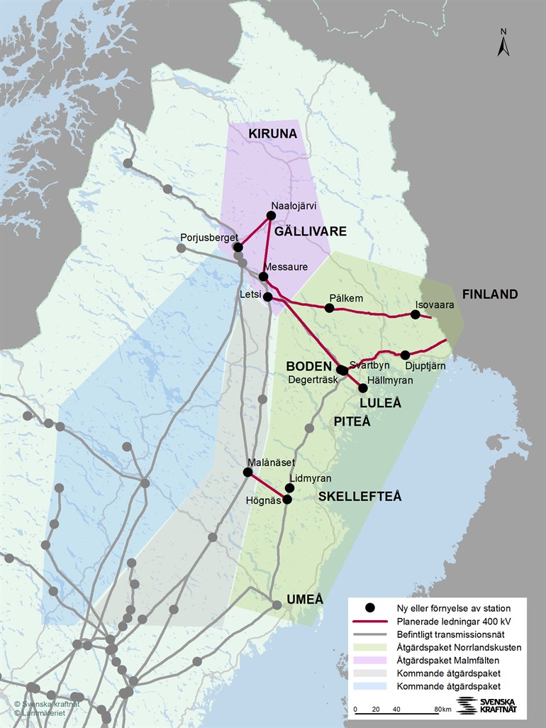 Uppdaterad karta över projekten inom Fossilfritt övre Norrland